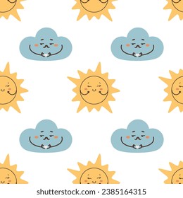 Seamless cloud pattern showing a heart, flirting with the sun , overcast 