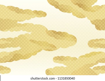 Seamless clouds pattern in the Japanese traditional style, vector illustration. Horizontally and vertically repeatable.