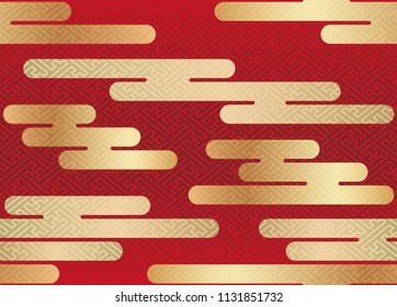 Seamless clouds pattern in the Japanese traditional style, vector illustration. Horizontally and vertically repeatable.