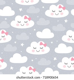 seamless clouds pattern vector illustration