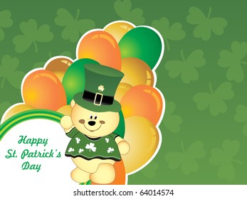 seamless clover background with cartoon leprechaun, balloons