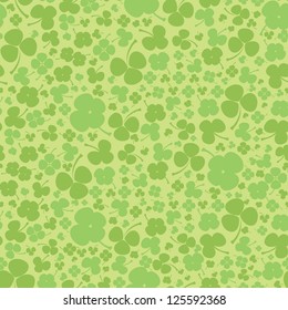 Seamless clover background. Green leaf. Vector illustration for St. Patrick's Day.