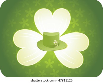 seamless clover background with hat on isolated shamrock