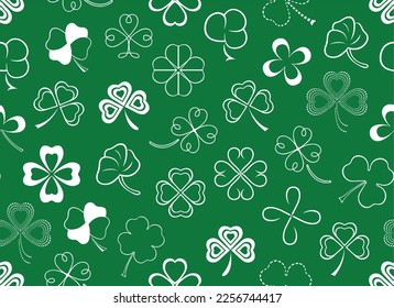 Seamless clover illustration on a green background