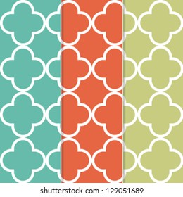 Seamless Clover Pattern Background in Three Separate Trendy Colors