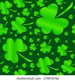 Seamless clover pattern on dark background at Patrick's Day