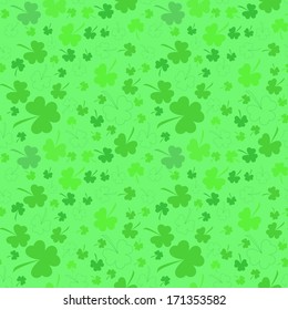 Seamless clover pattern on light background at Patrick's Day