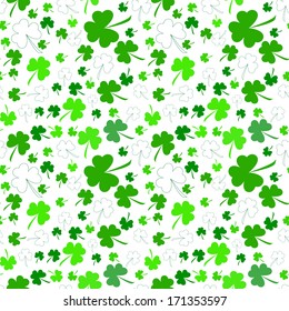 Seamless clover pattern on light background at Patrick's Day