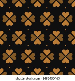 seamless clover pattern. saint Patrick day nature leaves four love shape leaf good luck , cute background gold texture