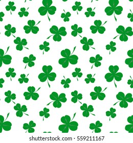 Seamless clover pattern, vector background for St. Patrick's Day. Vector illustration