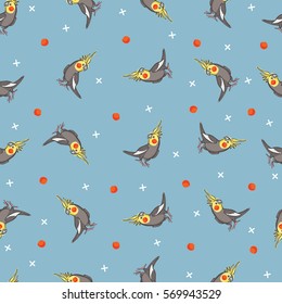 Seamless Cockatiel Vector Pattern