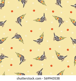 Seamless Cockatiel Vector Pattern