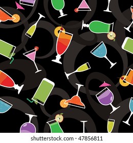 seamless cocktail drinks pattern with clipping mask