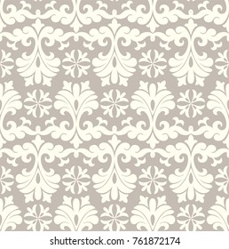 Seamless cocoa background with light pattern in baroque style. Vector retro illustration. Ideal for printing on fabric or paper.