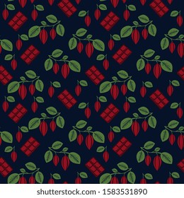Seamless cocoa and chocolate bar pattern
