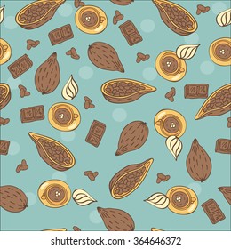 seamless cocoa , chocolate , cocoa drink.Design menu for restaurant, shop, confectionery, culinary, cafe,  cafeteria, bar. 