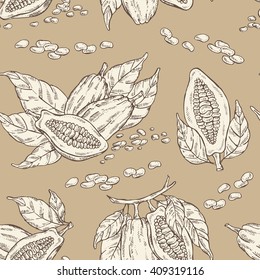 Seamless with with cocoa , hand drawn
