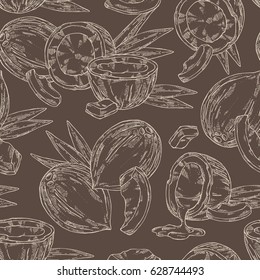Seamless with coconut. hand drawn