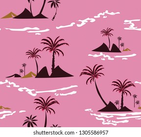 Seamless coconut pattern on pink background