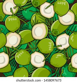 Seamless Coconut Pattern, vector Background for fabric textile, banners and print