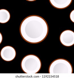 Seamless coconut vector pattern. Minimalistic food background. Vitamins repeatable texture.