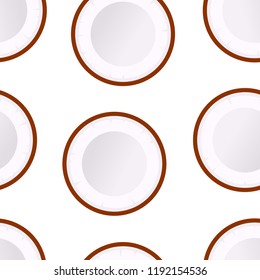 Seamless coconut vector pattern. Minimalistic food background. Vitamins repeatable texture.