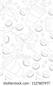 Seamless coffee background   and Coffee tree  and  illustration