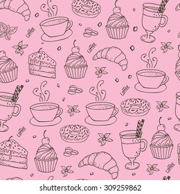 Seamless coffee bakery background