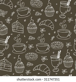 Seamless coffee bakery background