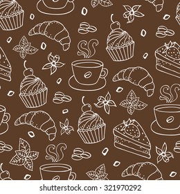 Seamless coffee bakery background.