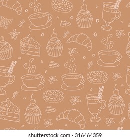 Seamless coffee bakery pattern