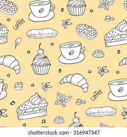 Seamless coffee bakery pattern