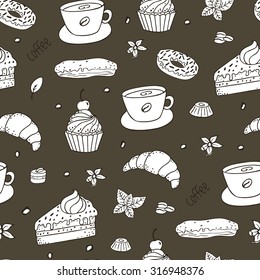 Seamless coffee bakery pattern