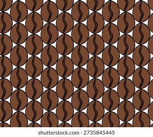 Seamless coffee bean closeup pattern for coffee shop backgrounds, cafe decorations. Cafe seamless pattern. hand drawn illustration. Vector graphic line ink colored art.
