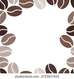 Borda de moldura de grão de café sem costura com ilustração de vetor desenhada à mão. Grãos de café sobre um fundo isolado