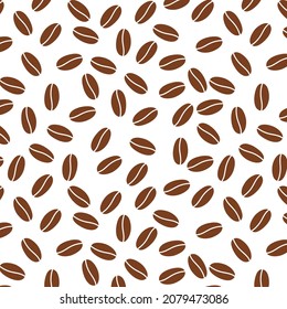 Seamless Coffee Bean Pattern in White Background.