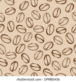 Seamless coffee beans grunge background 