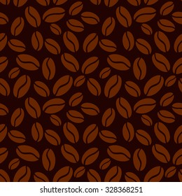 Seamless coffee beans packaging pattern. Brown on dark brown. Backgrounds & textures shop.