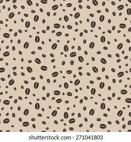 Seamless coffee beans pattern background, brown colors