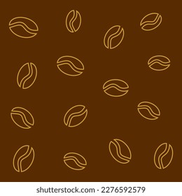 Seamless coffee beans pattern for coffee shop. Vector seamless pattern with coffee beans on brown background in retro style.