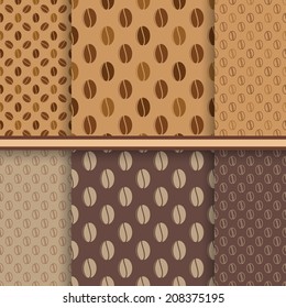 Seamless coffee beans - set of vector backgrounds