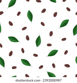 Seamless coffee concept pattern. Vector illustration background of coffee beans.