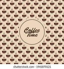 seamless coffee cup pattern for background. coffee shop wall decoration. coffee time typography