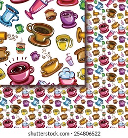 Seamless coffee cups pattern