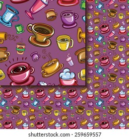 Seamless coffee cups pattern