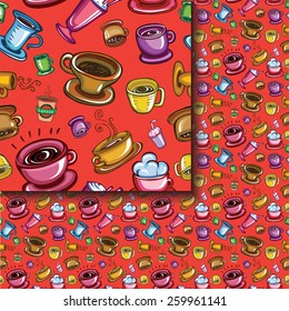 Seamless coffee cups pattern