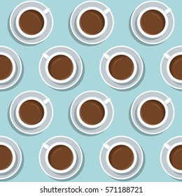 Seamless coffee cups pattern. Vector illustration 