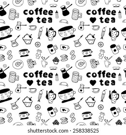 Seamless Coffee Doodles design cute