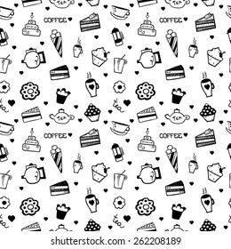 Seamless Coffee Doodles design cute