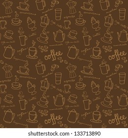 Seamless coffee icons vector